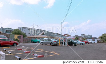 Parking lot at the apartment building Parking lot at the apartment building 114129587