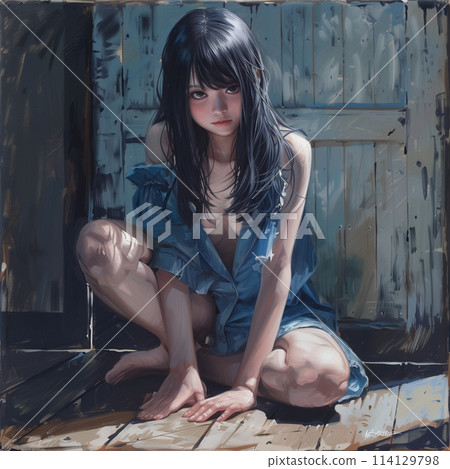 有魅力的女孩擺出挑釁的姿勢 有魅力的女孩擺出挑釁的姿勢 114129798
