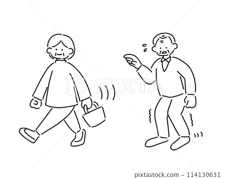 一位步行速度下降的老人的插圖 114130631