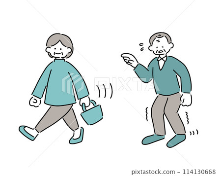 一位步行速度下降的老人的插圖 114130668