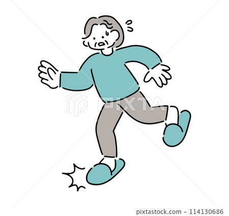 Illustration of a senior woman stumbling 114130686