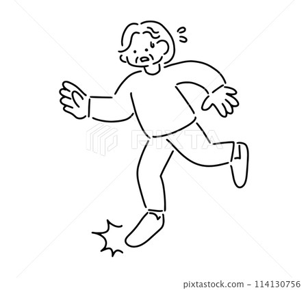 Illustration of a senior woman stumbling 114130756