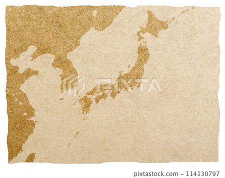 大陸與日本地圖_松邊羊皮紙背景 114130797