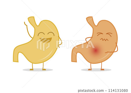 Healthy and sick stomach isolated on white background vector illustration 114131080