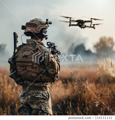 soldiers at war. Drone operators on the battlefield 114131132