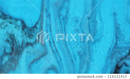 Ink drip flow. Glitter acryl texture. Blur bright blue black color wave wet shimmer serum sparkling oil paint mix abstract art background. 114131415