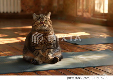 Fat cat doing yoga 114132020