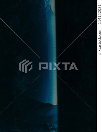 Broken glass. Fractured texture. Damaged screen. Dust scratches cracked distressed effect on dark black blue illustration abstract background. 114132021