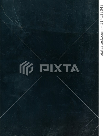 Grunge overlay. Cracked texture. Old film noise. White dust scratches dirt stains used worn shattered glass defect on dark black teal green illustration abstract background. 114132042