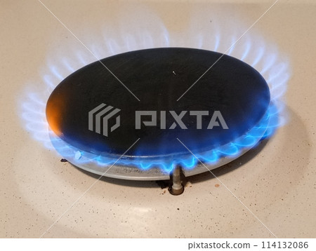 kitchen stove flame powered by natural gas methane 114132086