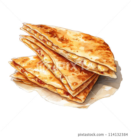 Quesadilla with Melted Cheese Stretching 114132384