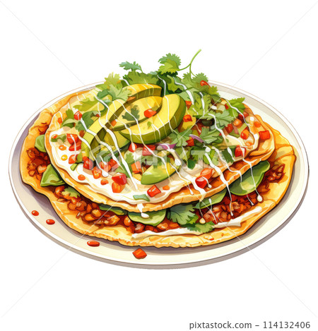 Crispy Tostadas with a Variety of Delicious Toppings 114132406
