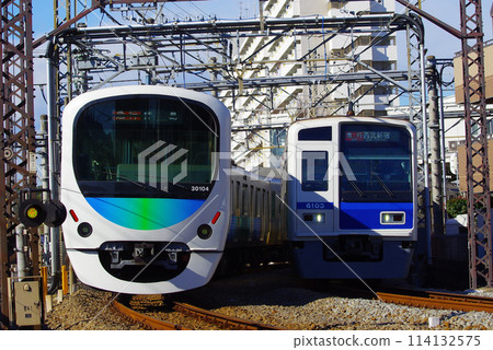 Seibu Line travelling to and from Hagiyama Station Seibu Line travelling to and from Hagiyama Station 114132575