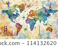 background for tourism. Poster, banner, flyer, greeting card. illustration. The concept of travel. 114132620