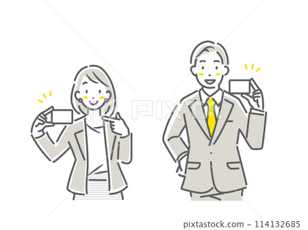 商務人士展示卡片 — 簡單時尚的線條畫插圖 商務人士展示卡片 — 簡單時尚的線條畫插圖 114132685