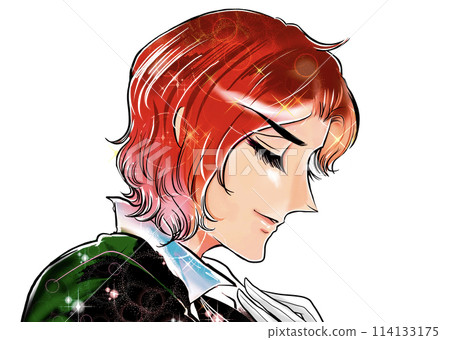 自戀王子求婚的昭和少女漫畫風格的側面圖。 自戀王子求婚的昭和少女漫畫風格的側面圖。 114133175