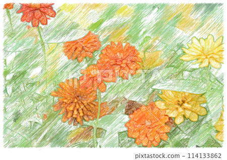 水彩花卉庭園材料 水彩花卉庭園材料 114133862