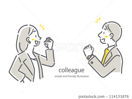 Business person success profile simple and stylish line drawing illustration 114133876