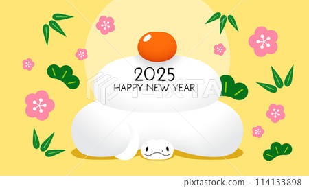 New Year kagami mochi snake 2025 card 114133898
