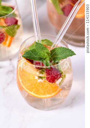 Summer Sangria cocktail or lemonade 114133903