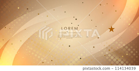 Luxury gold curved lines on gold background with glitter light effects. 114134039