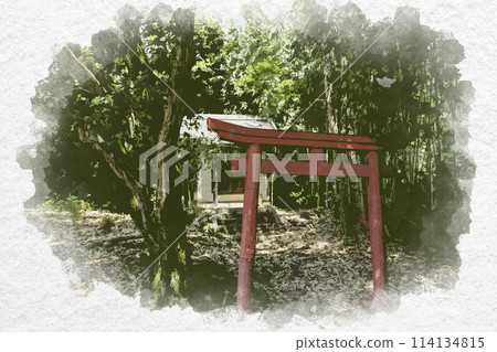 Watercolor painting style, Hayashima Park, Senkoji Okunoin, Hayashima-cho, Tsukubo-gun, Okayama Prefecture Watercolor painting style, Hayashima Park, Senkoji Okunoin, Hayashima-cho, Tsukubo-gun, Okayama Prefecture 114134815