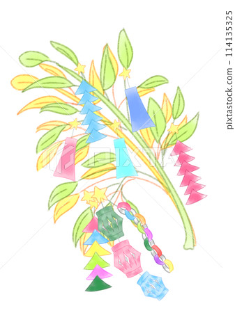 Tanabata decorations on bamboo 114135325