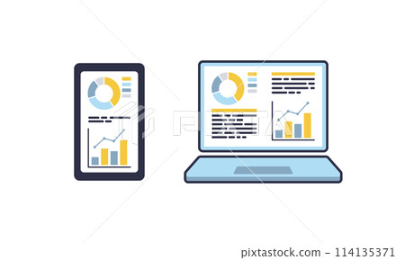 Computers and information terminals displaying graphs Computers and information terminals displaying graphs 114135371