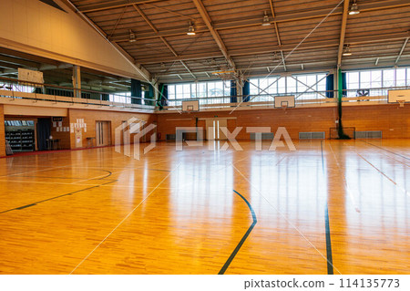 Gymnasium with basketball court Gymnasium with basketball court 114135773