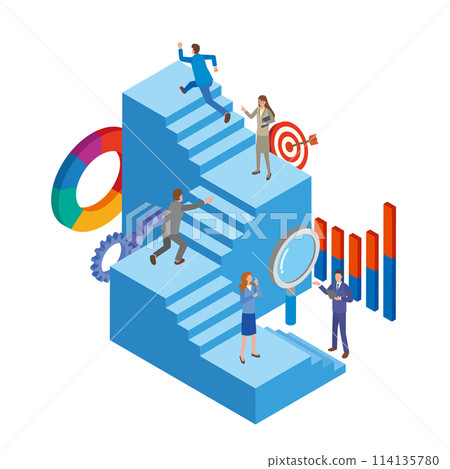 一名辦公室工作人員努力工作的圖像插圖 114135780