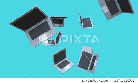 Laptop flying in the air 114136262