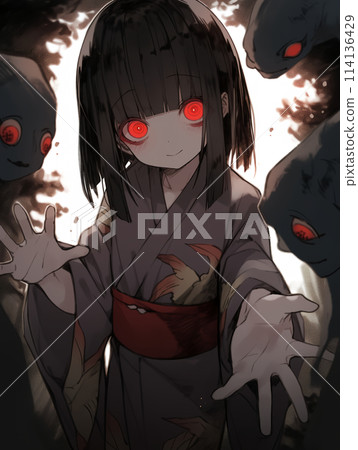 穿著和服的女孩伸出手的鬼魂 / AI 生成 穿著和服的女孩伸出手的鬼魂 / AI 生成 114136429