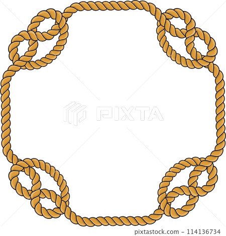 Square rope frame isolated on white background. Twisted cord. Square rope frame isolated on white background. Twisted cord. 114136734