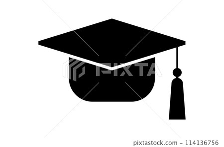 Graduation hat logo. Graduate cap flat sign. 114136756