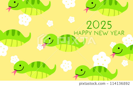 Cute snakes pattern lunar new year 2025 card Cute snakes pattern lunar new year 2025 card 114136892
