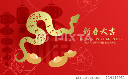 Traditional chinese new year of the snake background 114136951