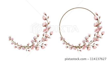 Set of watercolor botanical autumn illustration branches and light pink flowers. Autumn floral illustration. Fall vibes. Hand painted drawing isolated on white background. floral herds pastel color Set of watercolor botanical autumn illustration branches and light pink flowers. Autumn floral illustration. Fall vibes. Hand painted drawing isolated on white background. floral herds pastel color 114137627