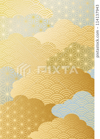 年中禮物，夏季問候，夏季日本圖案，雲背景 114137943