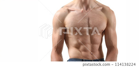 Strong men's press thanks to diet Strong men's press thanks to diet 114138224