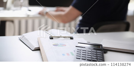 calculator lie on paper document diagram notebook 114138274