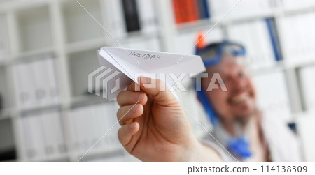 Man wearing suit and tie in goggles and snorkel 114138309