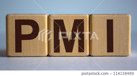 Concept word 'PMI' on cubes on a beautiful white background. Concept word 'PMI' on cubes on a beautiful white background. 114138489