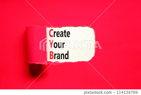 CYB Create your brand symbol. Concept words CYB Create your brand on beautiful white paper. Beautiful red paper background. Business CYB Create your brand concept. Copy space. 114138709