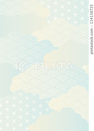 夏季禮物，夏季問候，日式圖案，雲背景，垂直 114138725