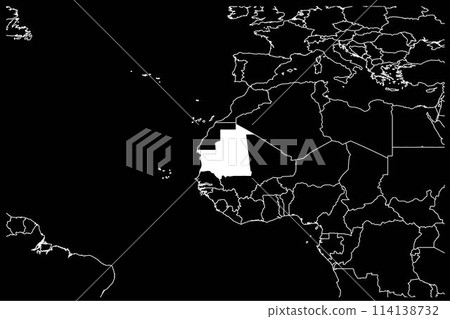 Mauritania map africa black background Mauritania map africa black background 114138732