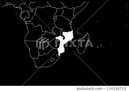 Mozambique map africa black background Mozambique map africa black background 114138733