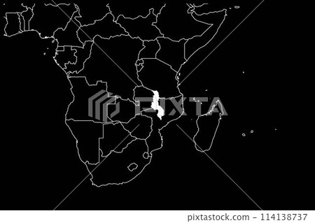Malawi map africa black background 114138737