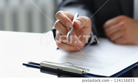 Male arm in suit and tie fill form clipped 114138855