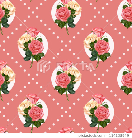 Roses seamless pattern background. Romantic fabric design 114138949