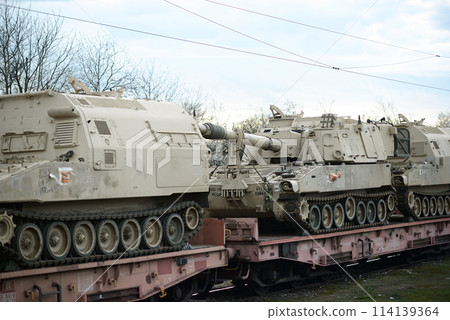 American M992 FAASV and M109A6 Paladins in Transit through Bulgaria 114139364